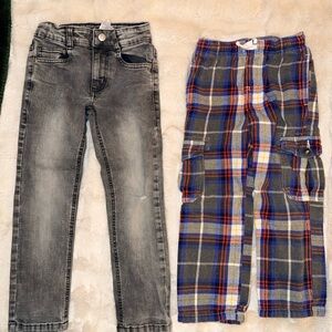 Mini Boden Gray Denim Jeans and Plaid Flannel Pants for Kids